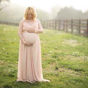 PinkBlush Pink Cut out back Chiffon Maternity Gown